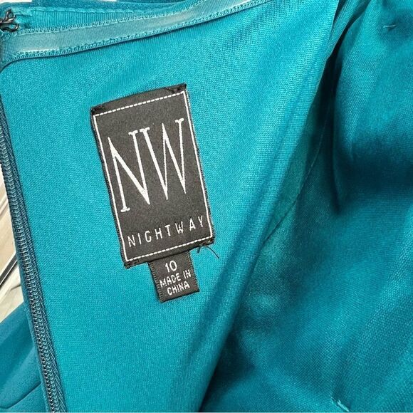 NW Night way Maxi Dress Gown turquoise Color Size 10 - Picture 11 of 12